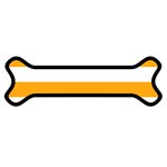 Horizontal Stripes - White and Dark Tangerine Orange Magnet (Dog Bone)