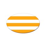 Horizontal Stripes - White and Dark Tangerine Orange Sticker Oval (10 pack)