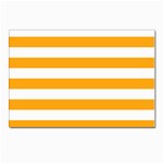 Horizontal Stripes - White and Dark Tangerine Orange Postcard 5  x 7 