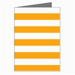 Horizontal Stripes - White and Dark Tangerine Orange Greeting Card