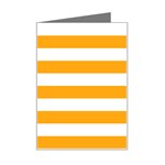 Horizontal Stripes - White and Dark Tangerine Orange Mini Greeting Card