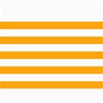 Horizontal Stripes - White and Dark Tangerine Orange 5  x 7  Photo Cards