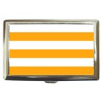 Horizontal Stripes - White and Dark Tangerine Orange Cigarette Money Case
