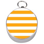 Horizontal Stripes - White and Dark Tangerine Orange Silver Compass
