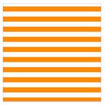 Horizontal Stripes - White and Dark Orange Large Satin Scarf (Square)
