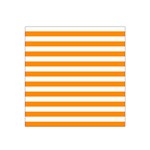 Horizontal Stripes - White and Dark Orange Satin Bandana Scarf