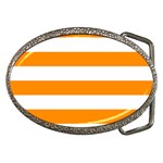 Horizontal Stripes - White and Dark Orange Belt Buckle