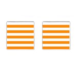 Horizontal Stripes - White and Dark Orange Cufflinks (Square)