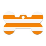 Horizontal Stripes - White and Dark Orange Dog Tag Bone (One Side)