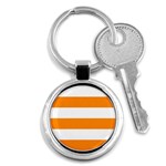 Horizontal Stripes - White and Dark Orange Key Chain (Round)