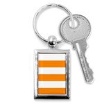 Horizontal Stripes - White and Dark Orange Key Chain (Rectangle)