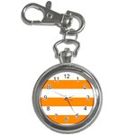 Horizontal Stripes - White and Dark Orange Key Chain Watch