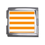 Horizontal Stripes - White and Dark Orange Mega Link Italian Charm (18mm)