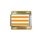 Horizontal Stripes - White and Dark Orange Gold Trim Italian Charm (9mm)
