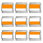 Horizontal Stripes - White and Dark Orange 9mm Italian Charm (9 pack)