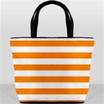 Horizontal Stripes - White and Dark Orange Bucket Bag