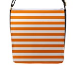 Horizontal Stripes - White and Dark Orange Flap Closure Messenger Bag (L)
