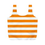 Horizontal Stripes - White and Dark Orange Full Print Recycle Bag (M)