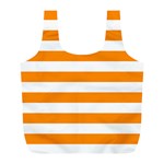 Horizontal Stripes - White and Dark Orange Full Print Recycle Bag (L)