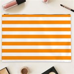 Horizontal Stripes - White and Dark Orange Cosmetic Bag (XXL)