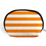 Horizontal Stripes - White and Dark Orange Accessory Pouch (Medium)