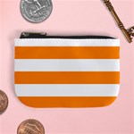 Horizontal Stripes - White and Dark Orange Mini Coin Purse
