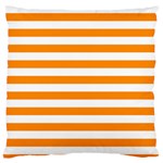 Horizontal Stripes - White and Dark Orange Large Flano Cushion Case (One Side)