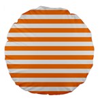 Horizontal Stripes - White and Dark Orange Large 18  Premium Flano Round Cushion