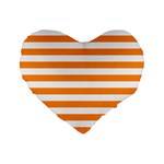 Horizontal Stripes - White and Dark Orange Standard 16  Premium Heart Shape Cushion