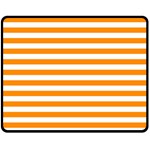 Horizontal Stripes - White and Dark Orange Fleece Blanket (Medium) (One Side)
