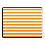 Horizontal Stripes - White and Dark Orange Fleece Blanket (Small) (One Side)