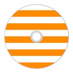 Horizontal Stripes - White and Dark Orange CD Wall Clock