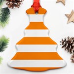 Horizontal Stripes - White and Dark Orange Christmas Tree Ornament (Two Sides)