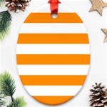 Horizontal Stripes - White and Dark Orange Oval Ornament (Two Sides)