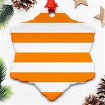 Horizontal Stripes - White and Dark Orange Snowflake Ornament (Two Sides)