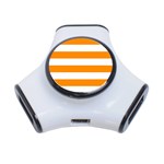 Horizontal Stripes - White and Dark Orange Portable USB Hub (One Side)