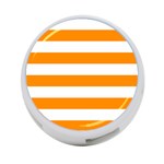 Horizontal Stripes - White and Dark Orange 4-Port USB Hub (Two Sides)