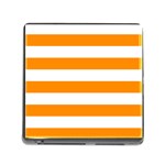 Horizontal Stripes - White and Dark Orange Memory Card Reader (Square)