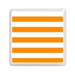 Horizontal Stripes - White and Dark Orange Memory Card Reader with Storage (Square)