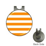 Horizontal Stripes - White and Dark Orange Golf Ball Marker Hat Clip