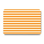 Horizontal Stripes - White and Dark Orange Small Doormat