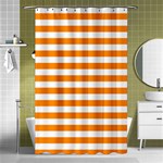Horizontal Stripes - White and Dark Orange Shower Curtain 48  x 72  (Small)