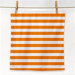 Horizontal Stripes - White and Dark Orange Face Towel