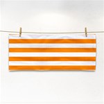 Horizontal Stripes - White and Dark Orange Hand Towel