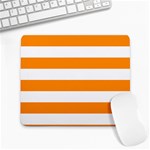 Horizontal Stripes - White and Dark Orange Large Mousepad