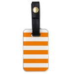 Horizontal Stripes - White and Dark Orange Luggage Tag (One Side)