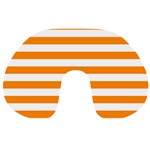 Horizontal Stripes - White and Dark Orange Travel Neck Pillow
