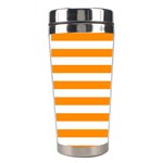 Horizontal Stripes - White and Dark Orange Stainless Steel Travel Tumbler