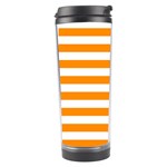 Horizontal Stripes - White and Dark Orange Travel Tumbler