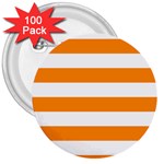 Horizontal Stripes - White and Dark Orange 3  Button (100 pack)